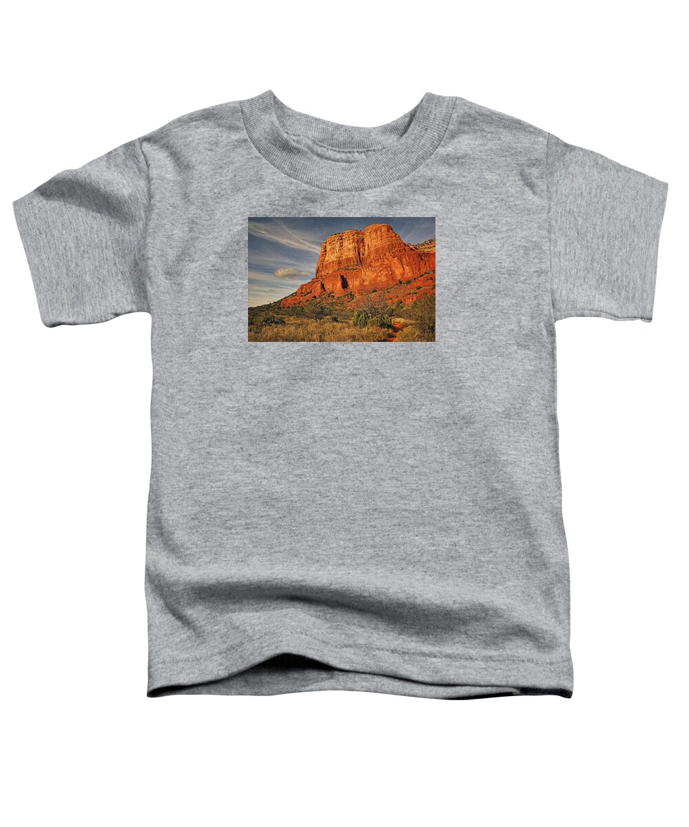 Courthouse Butte Toddler T-Shirt featuring the photograph Courthouse Butte Txt by Theo O'Connor