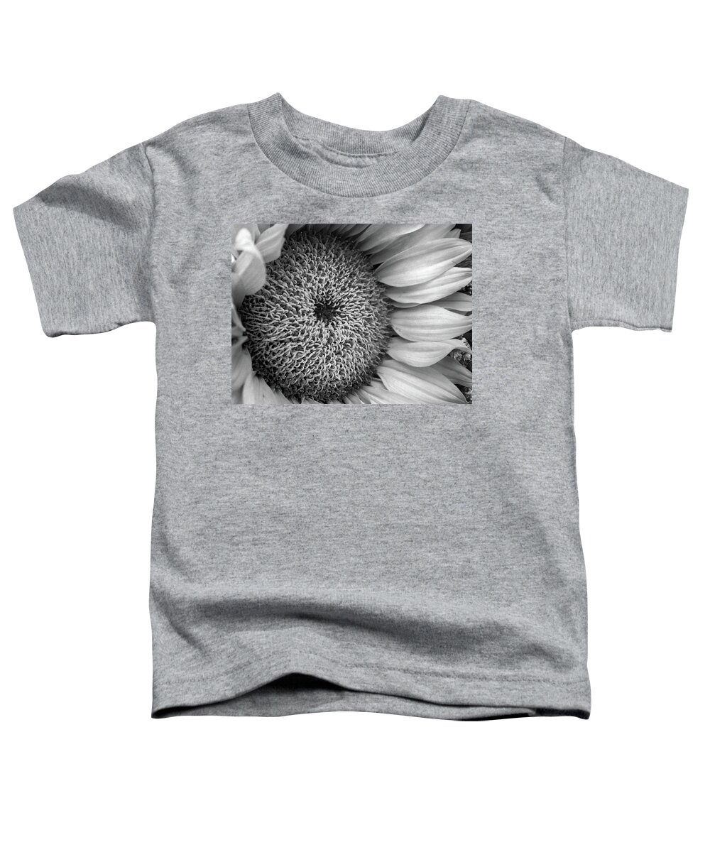Sunflower Toddler T-Shirt featuring the photograph Cropped Sunflower B W by David T Wilkinson