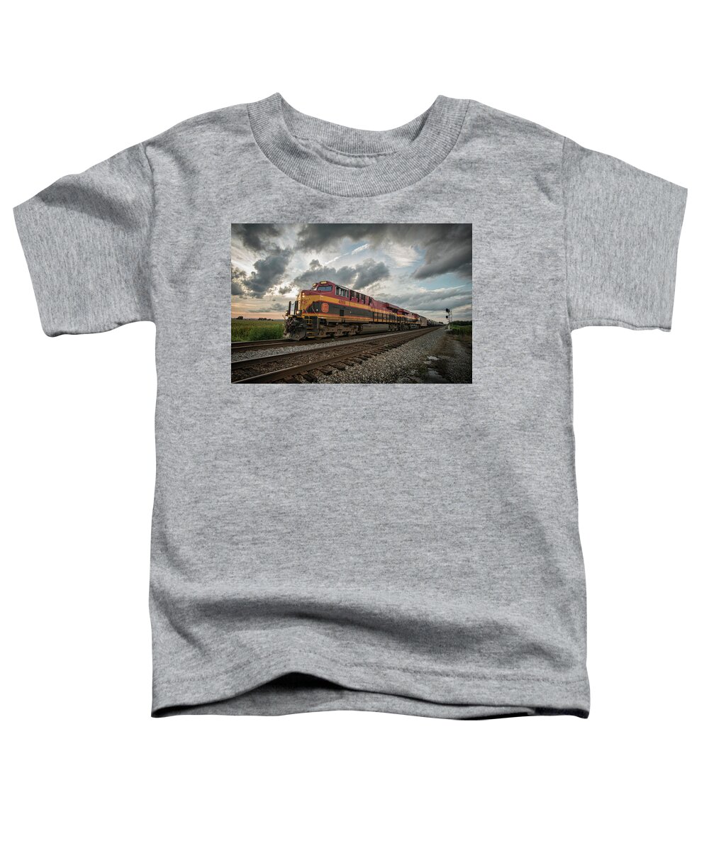 Railroad Tracks Toddler T-Shirt featuring the photograph CSX K443 south at Ft Branch Indiana by Jim Pearson