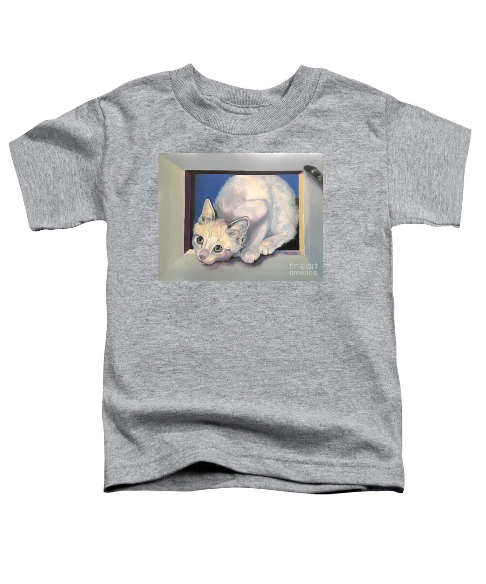 Cat Greeting Card Toddler T-Shirt featuring the painting Curiosity by Susan A Becker