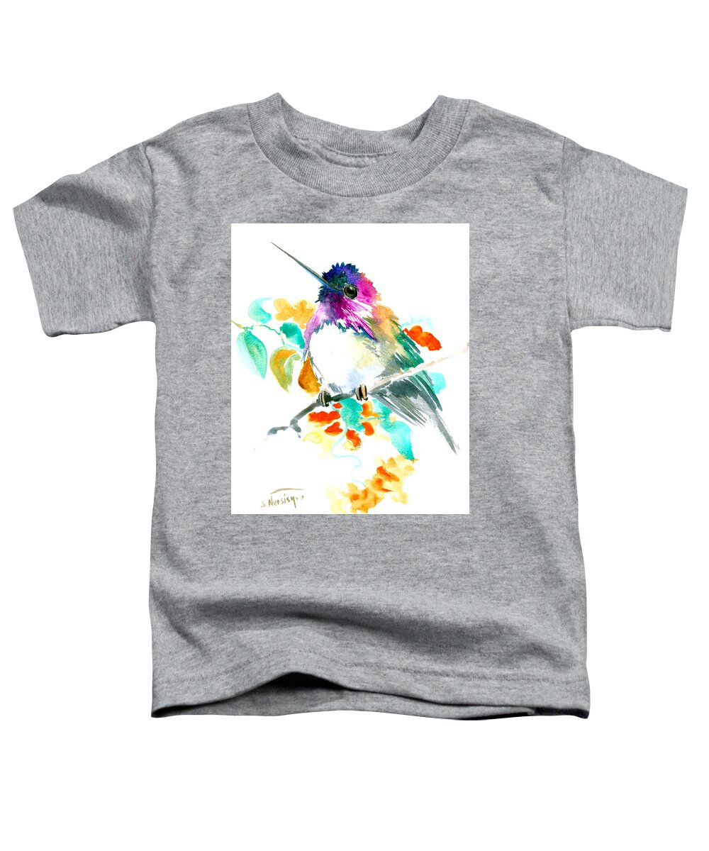 Hummingbird Toddler T-Shirt featuring the painting Cute Little Hummingbird by Suren Nersisyan