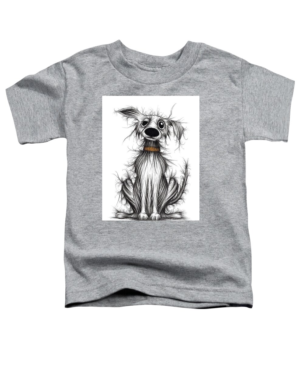 Cute Puppy Toddler T-Shirt featuring the drawing Cute puppy by Keith Mills