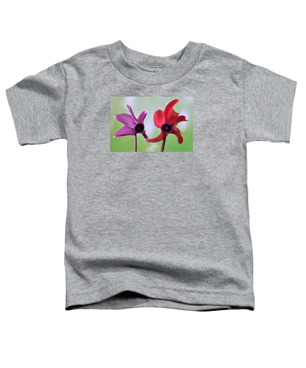 Cyclamen Toddler T-Shirt featuring the photograph Cyclamen Duet. by Terence Davis