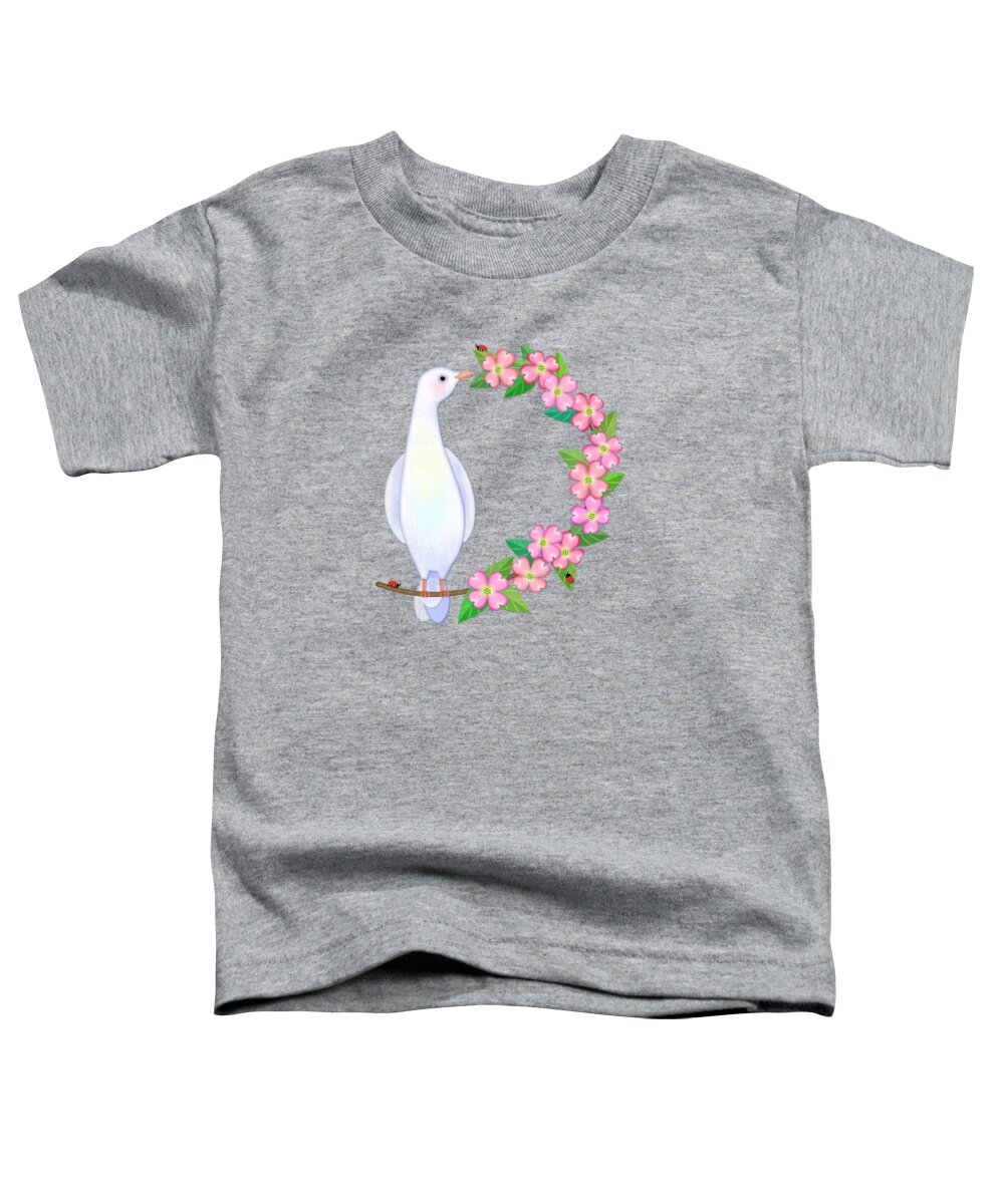 Letter D Toddler T-Shirt featuring the digital art D is for Dove and Dogwood by Valerie Drake Lesiak
