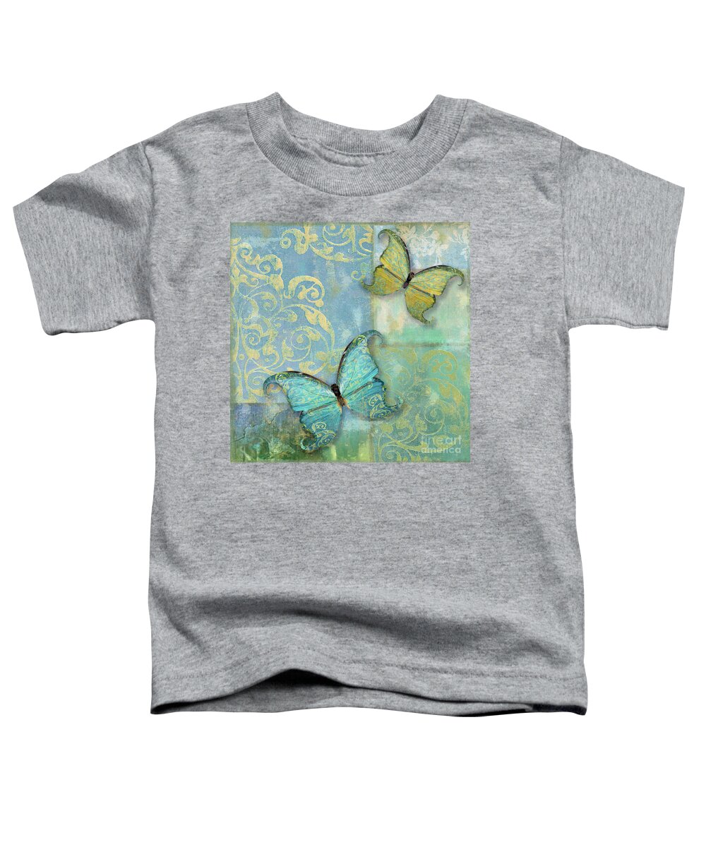 Damask Butterflies Toddler T-Shirt featuring the painting Damask and Butterflies I by Mindy Sommers