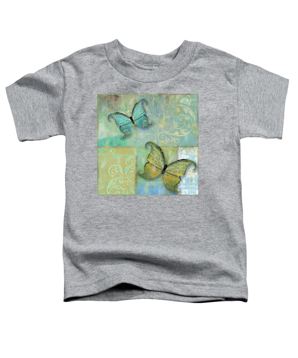 Damask Butterflies Toddler T-Shirt featuring the painting Damask and Butterflies II by Mindy Sommers
