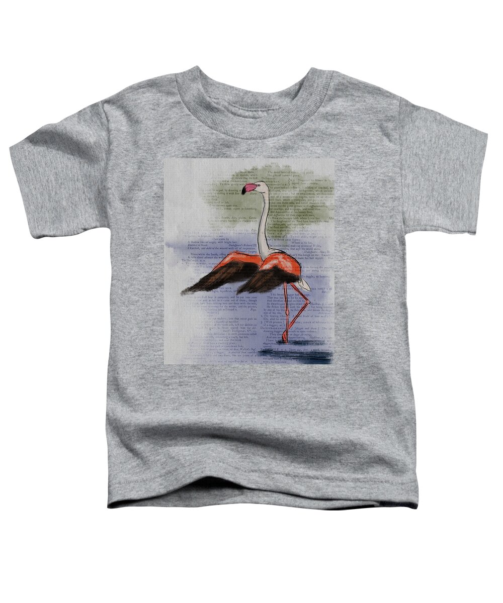 Flamingo Toddler T-Shirt featuring the digital art Dancing Flamingo by Michael Kallstrom