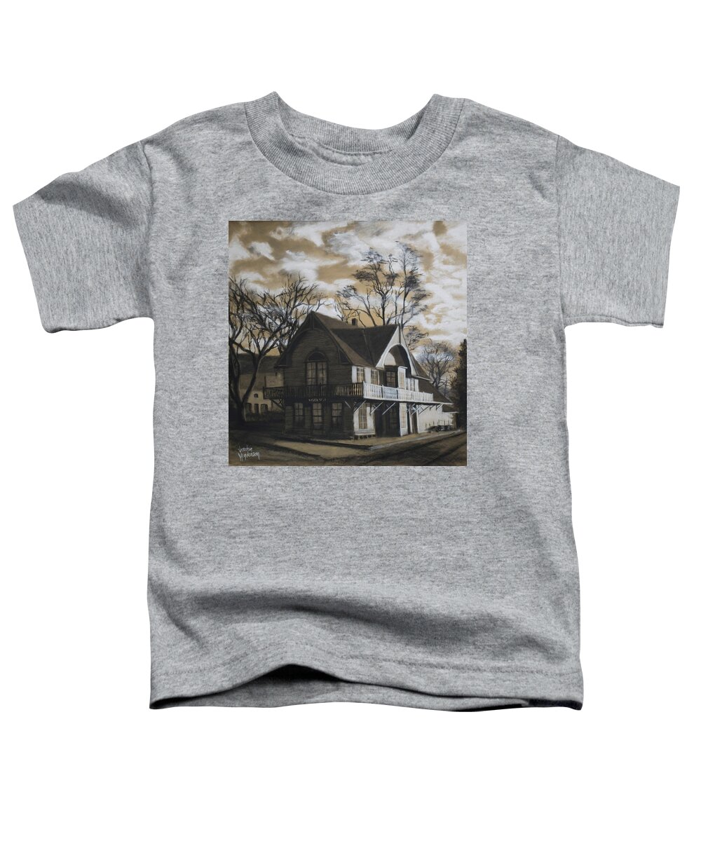 Landscape Toddler T-Shirt featuring the drawing Dayton Train Depot by Jordan Henderson