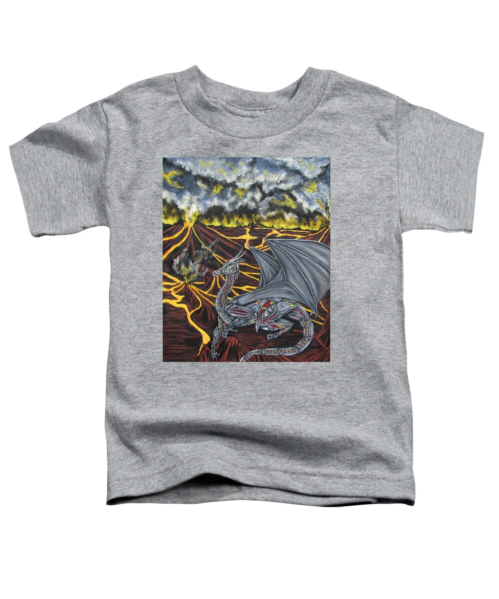 Dragon Toddler T-Shirt featuring the painting Desolation by Megan Thompson