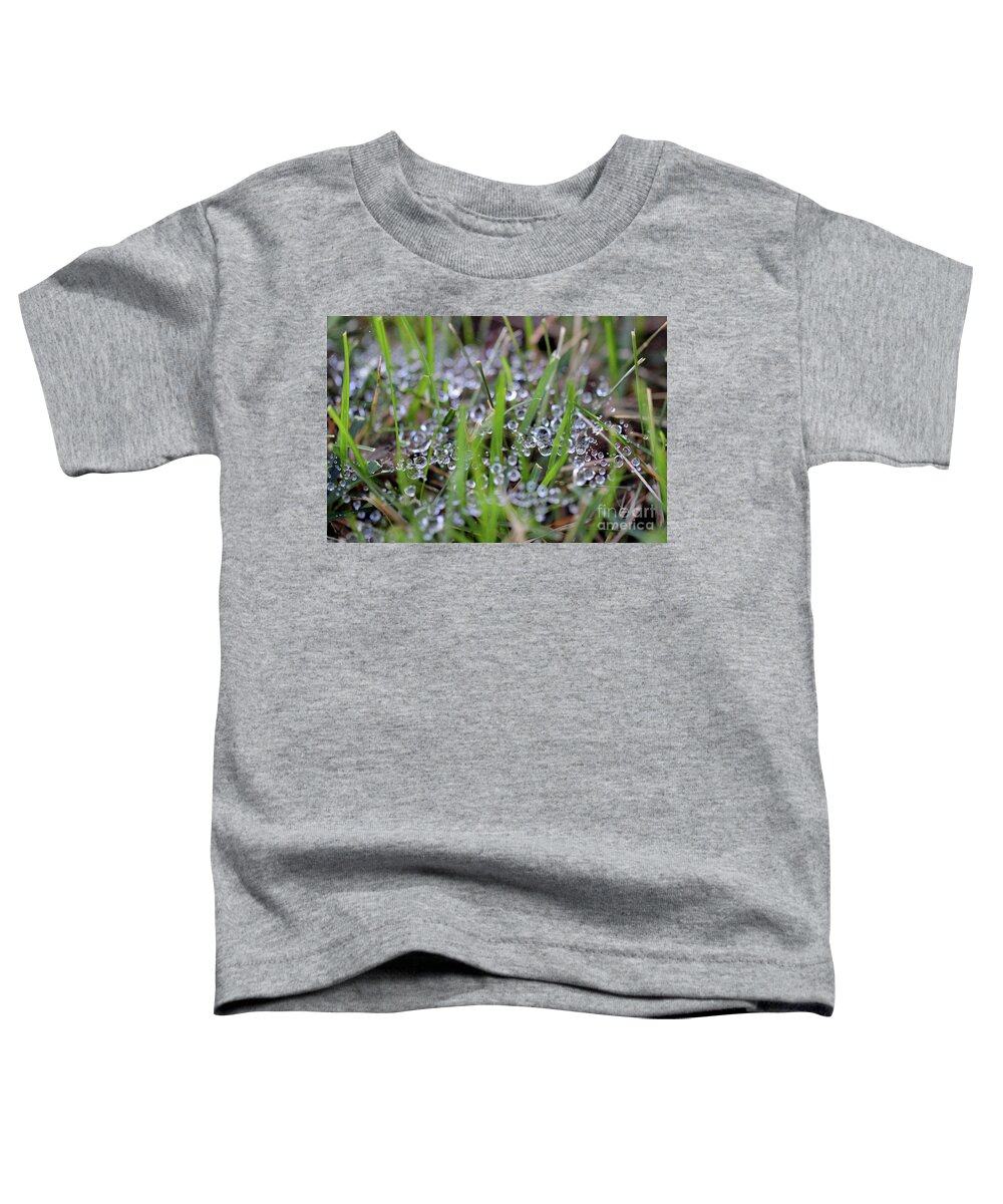 Dew Toddler T-Shirt featuring the photograph Dew Drops in Grass #3 by Karen Adams