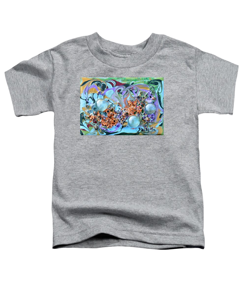 Modern Toddler T-Shirt featuring the painting Dew Drops On The Meadow by Donna Blackhall