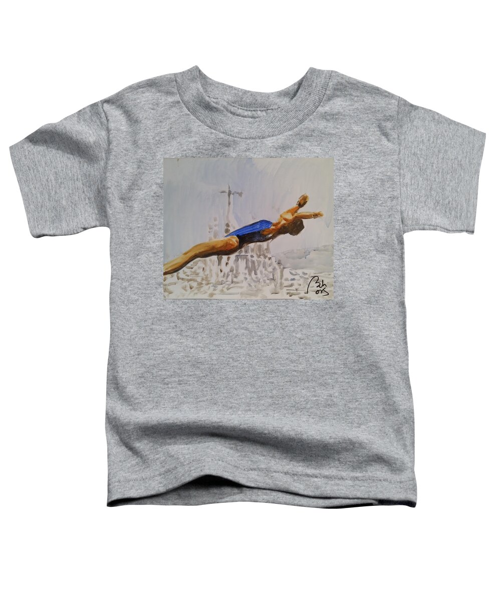 Platform Toddler T-Shirt featuring the painting Diving II by Bachmors Artist