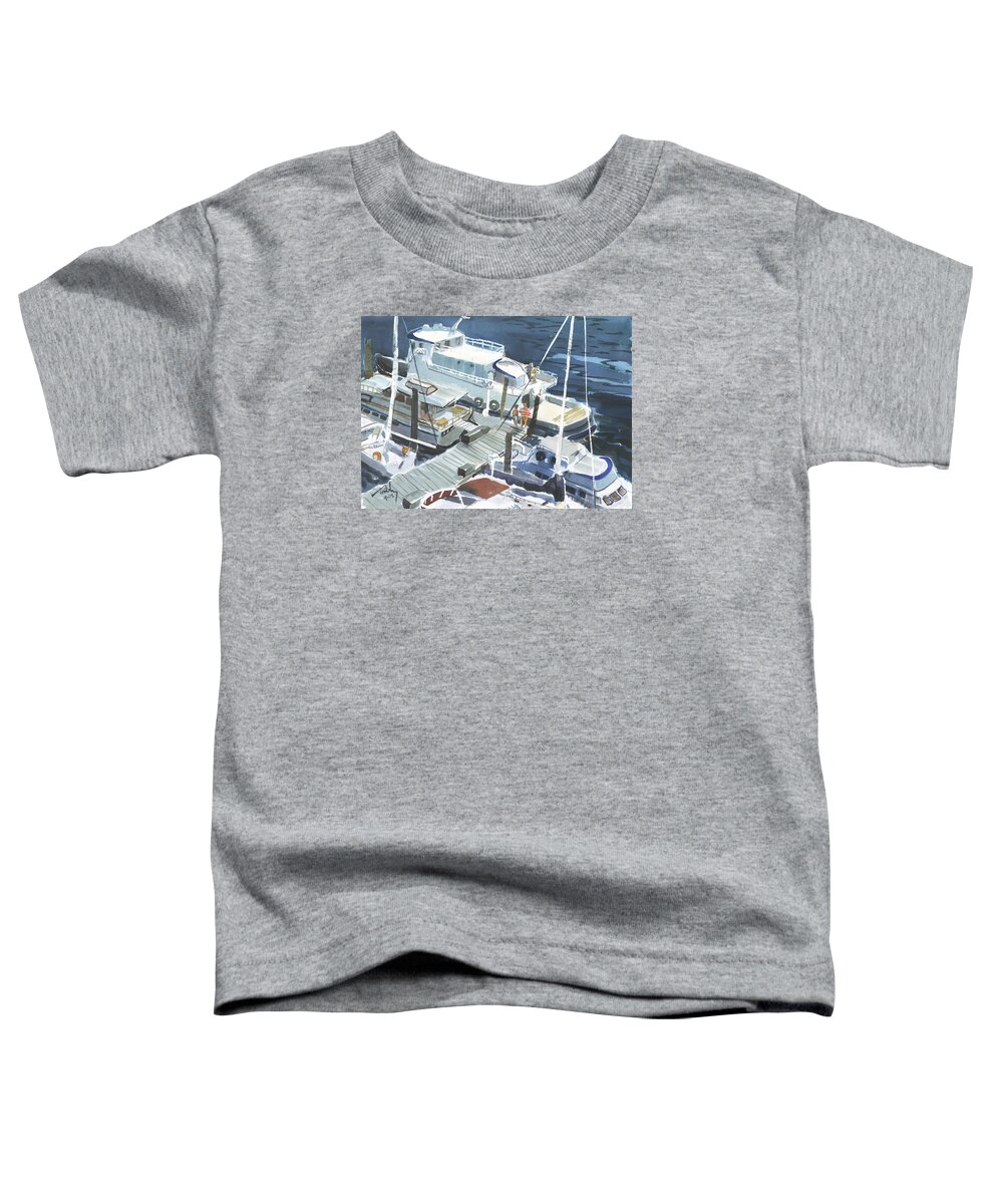 Boat Toddler T-Shirt featuring the painting Dockside by Thomas Tribby