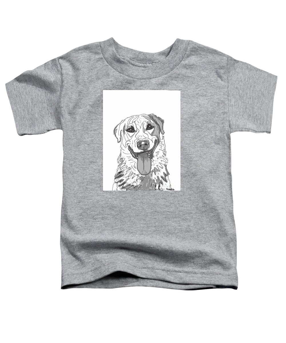 Dog Toddler T-Shirt featuring the digital art Dog Sketch in Charcoal 2 by Ania M Milo