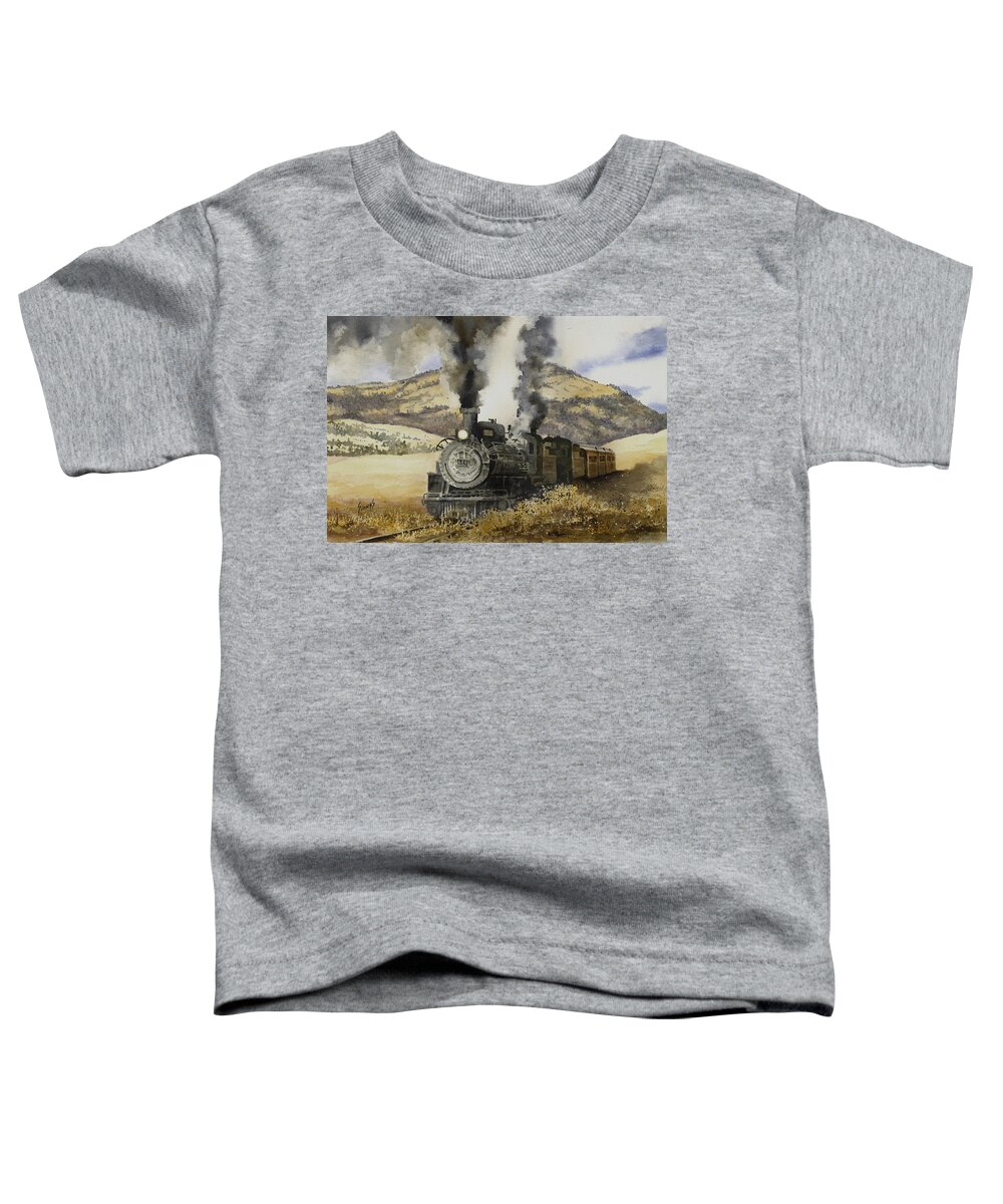 Train Toddler T-Shirt featuring the painting Double Teamin to Cumbres Pass by Sam Sidders