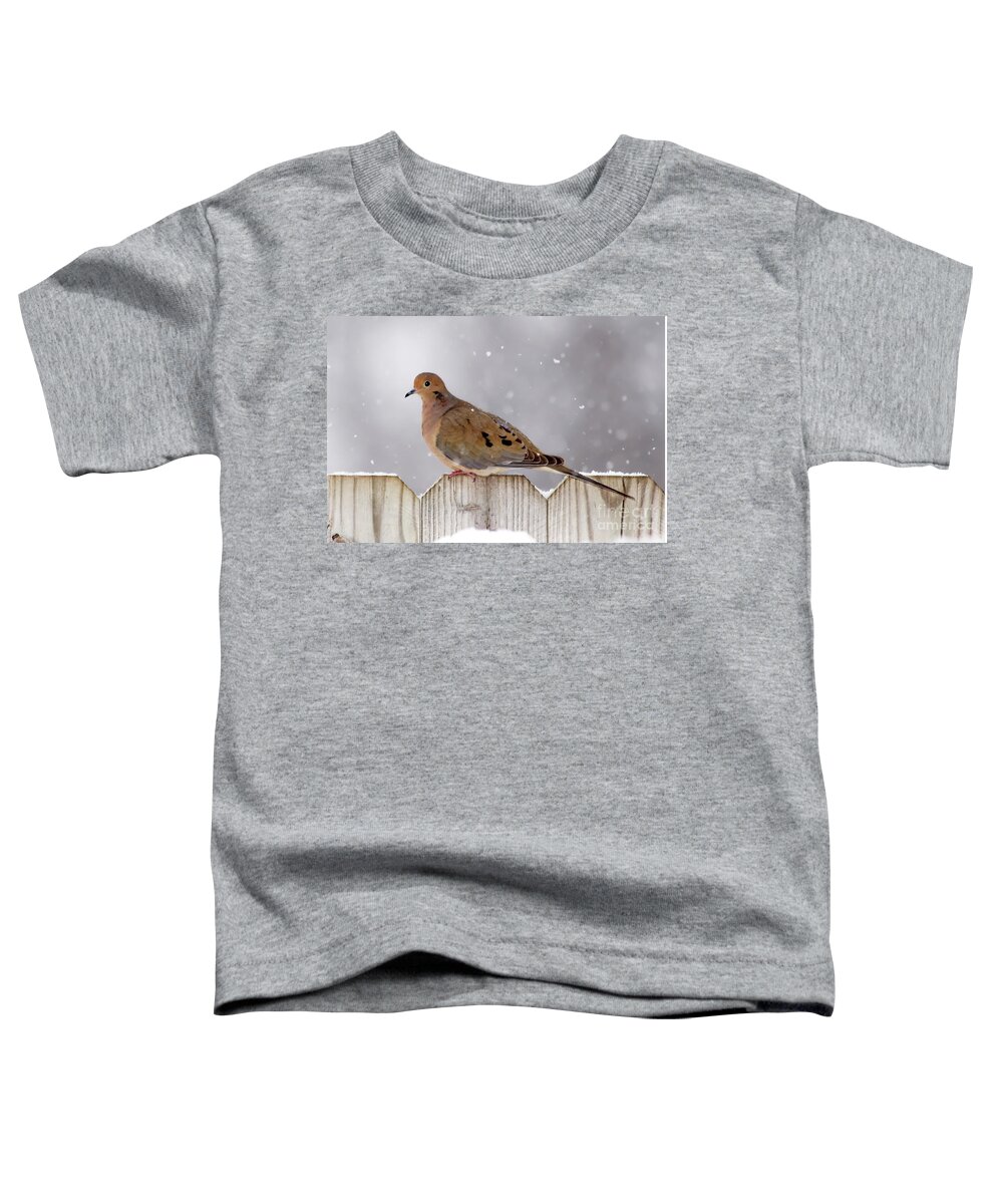 Dove Toddler T-Shirt featuring the photograph Dove in the Snow by Betty LaRue
