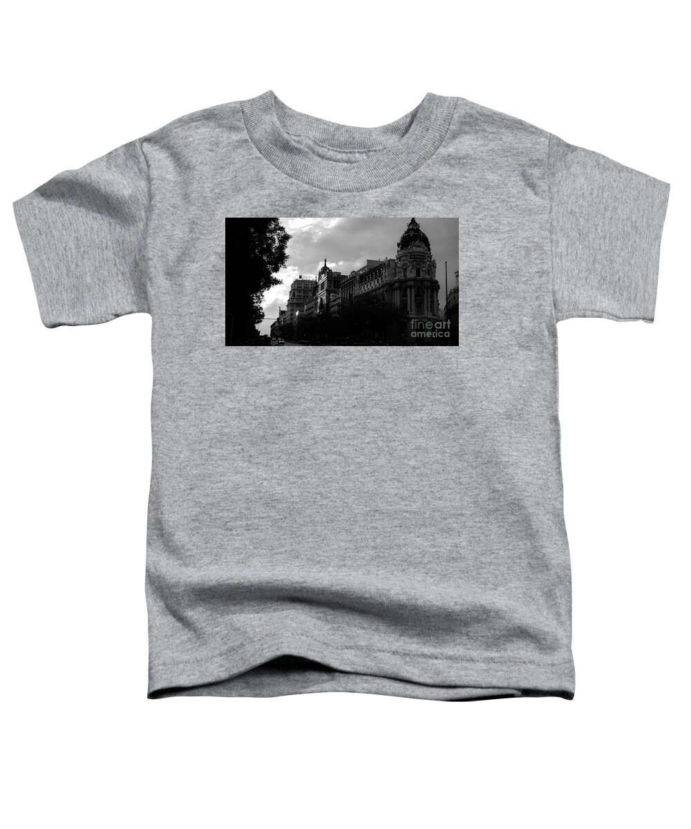 Madrid Toddler T-Shirt featuring the photograph Dramatic sky over Madrid / Spain by Karina Plachetka