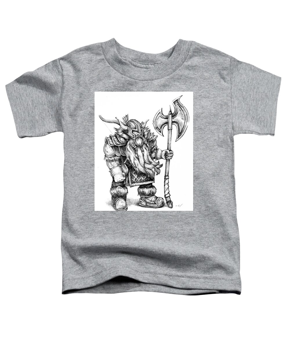 Dwarf Toddler T-Shirt featuring the drawing Dwarf by Aaron Spong