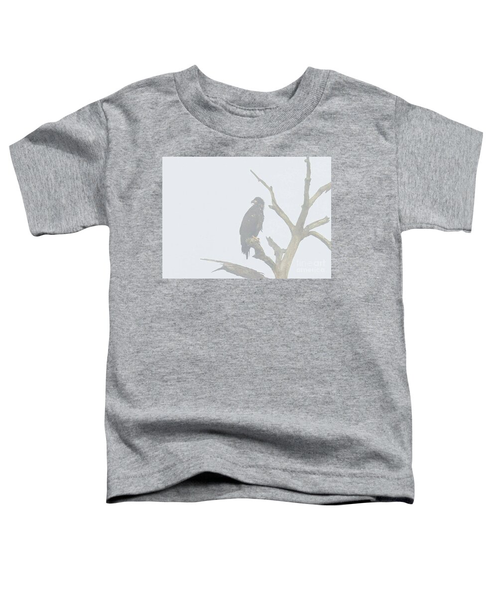 Bald Eagle Toddler T-Shirt featuring the photograph E9 and fog by Liz Grindstaff