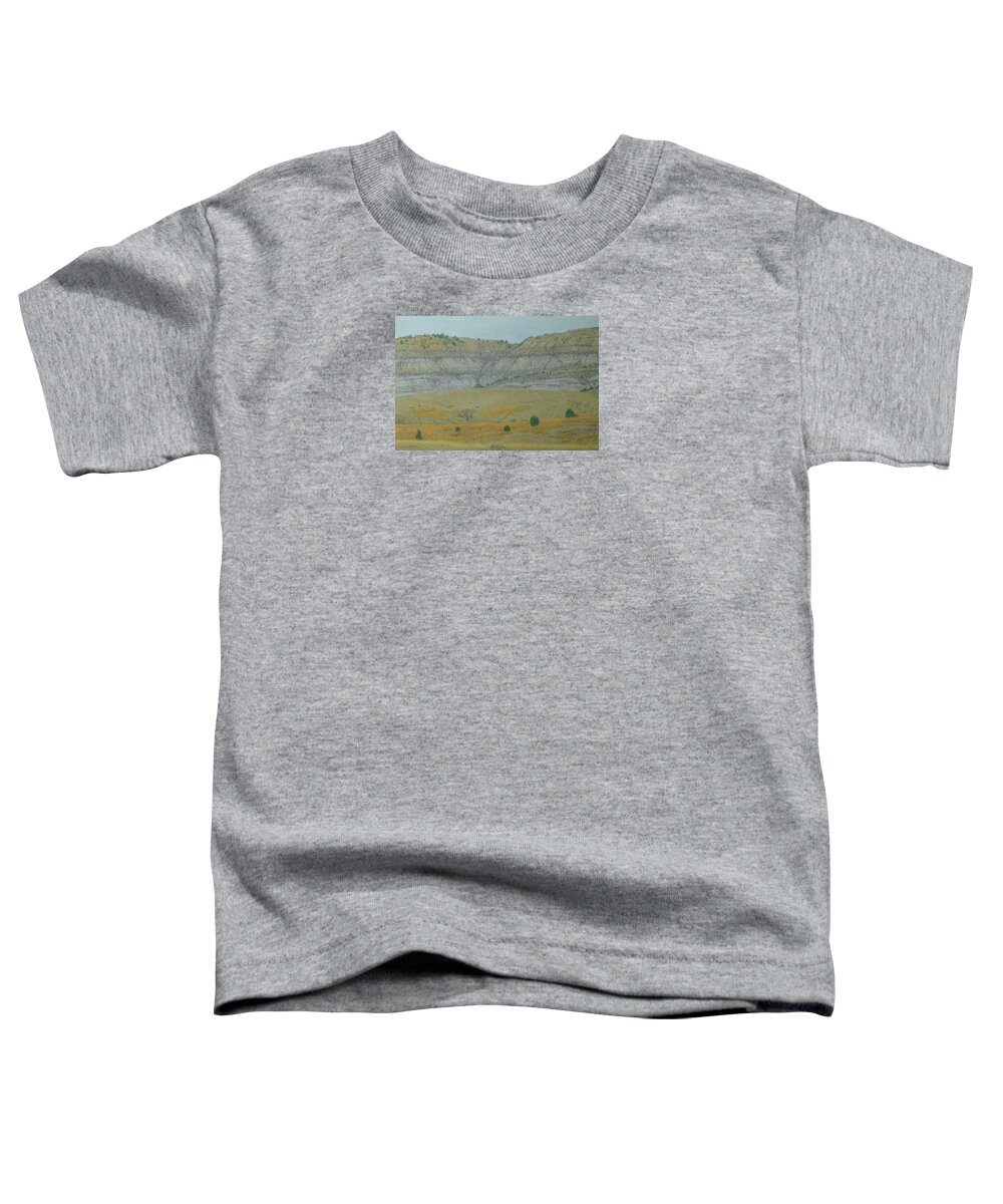 North Dakota Badlands Toddler T-Shirt featuring the pastel Early May on the Western Edge by Cris Fulton