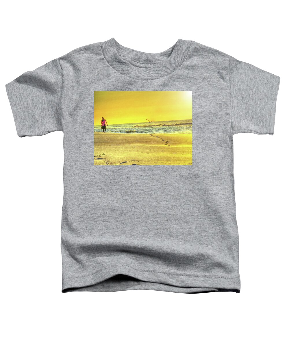 Beach Toddler T-Shirt featuring the digital art Early morning beach walk by Kathleen Illes
