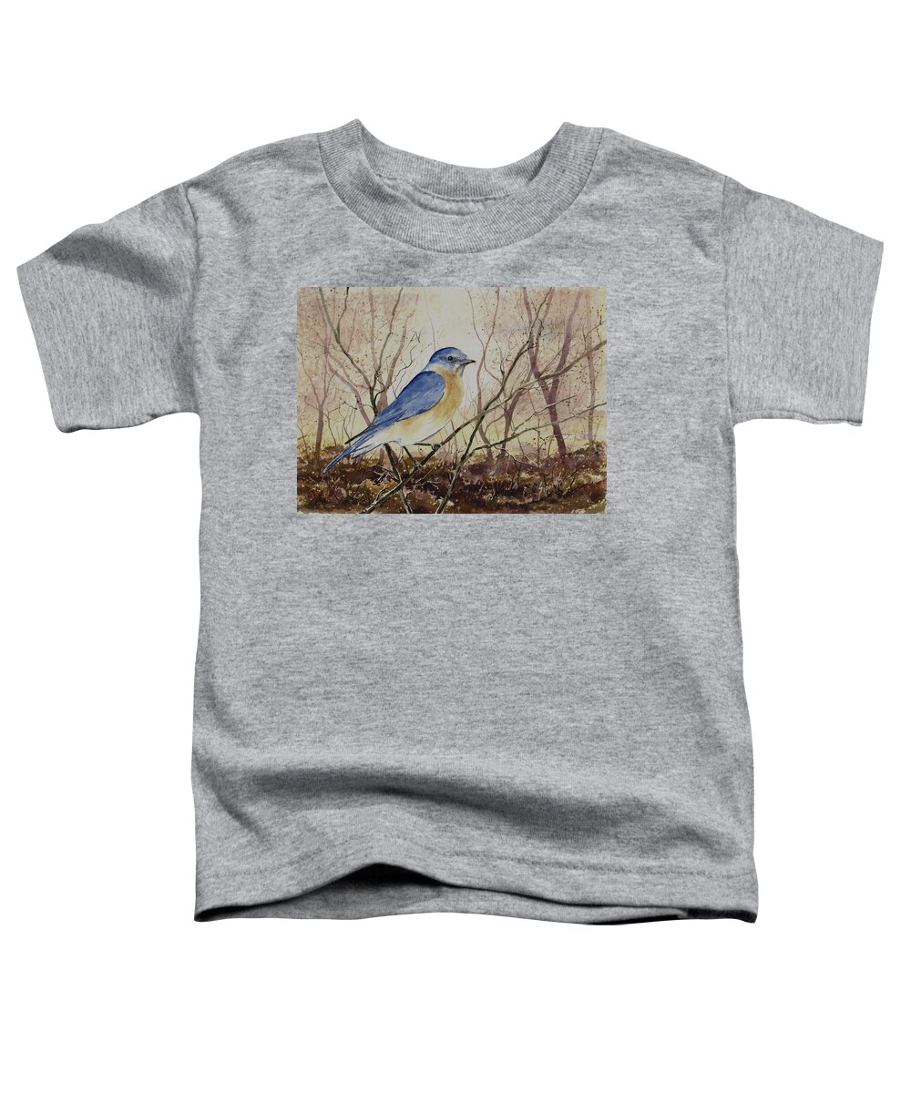 Bird Toddler T-Shirt featuring the painting Eastern Bluebird by Sam Sidders