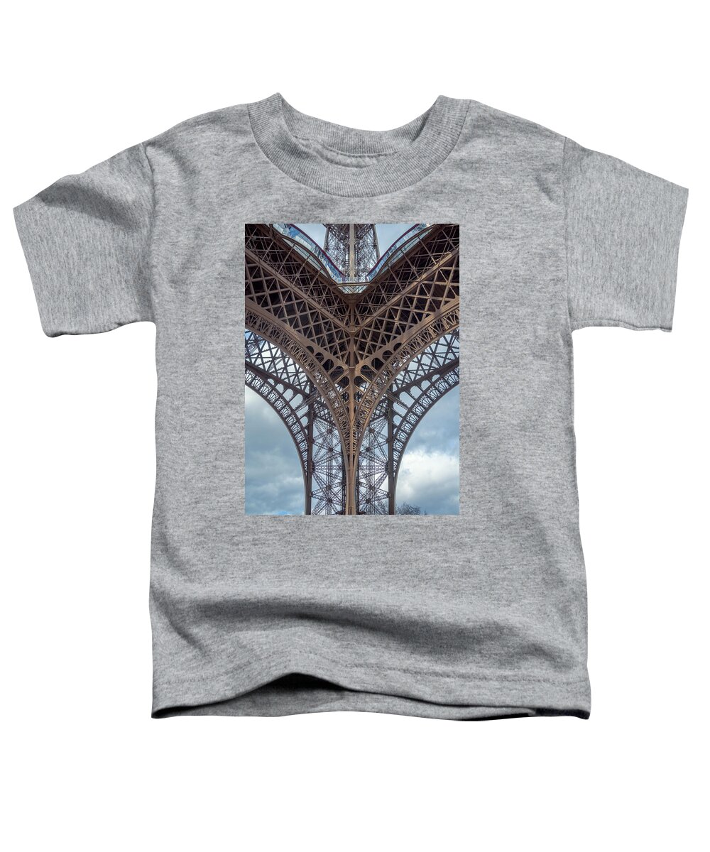Joan Carroll Toddler T-Shirt featuring the photograph Eiffel Tower From Below Color by Joan Carroll