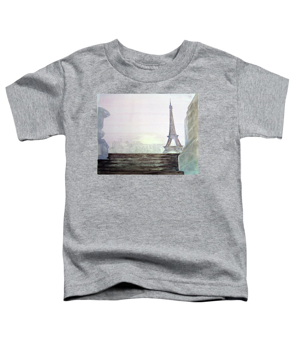 Eiffel Toddler T-Shirt featuring the painting Eiffel Tower by Karen Coggeshall
