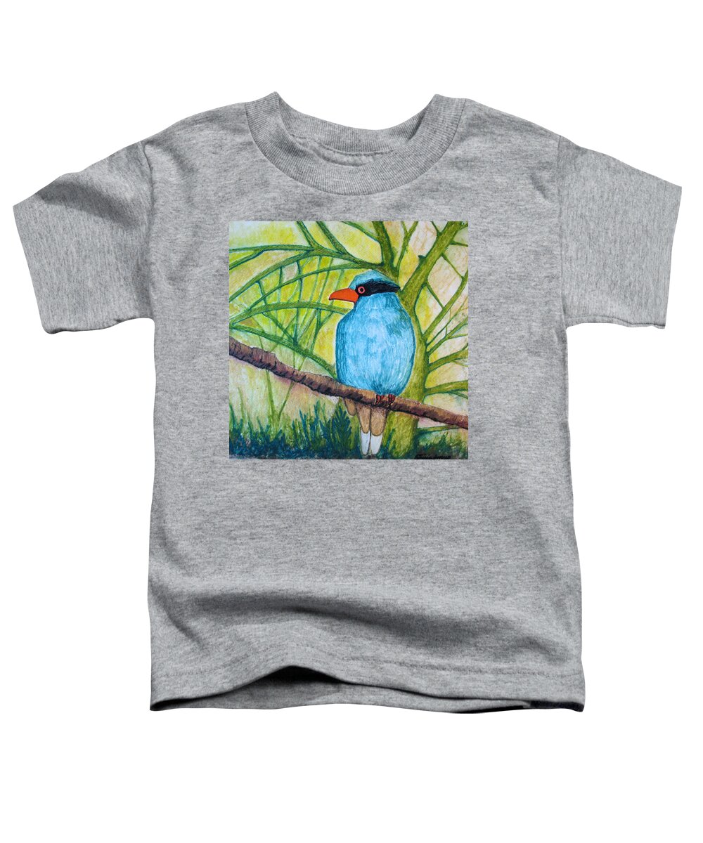 Nature Toddler T-Shirt featuring the painting El pajaro del agua azul by Patricia Arroyo