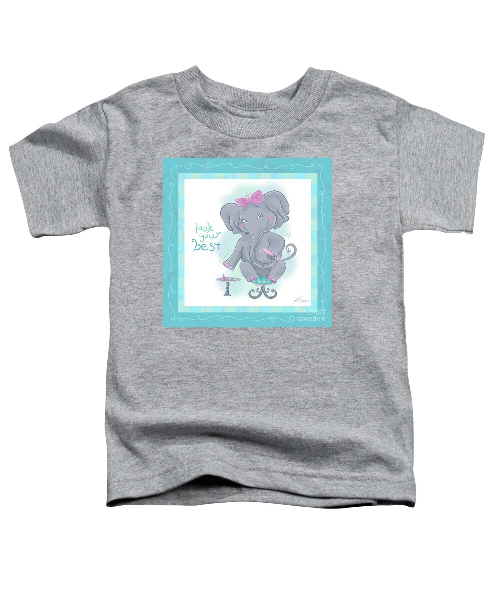Children Toddler T-Shirt featuring the mixed media Elephant Bath Time Look your Best by Shari Warren