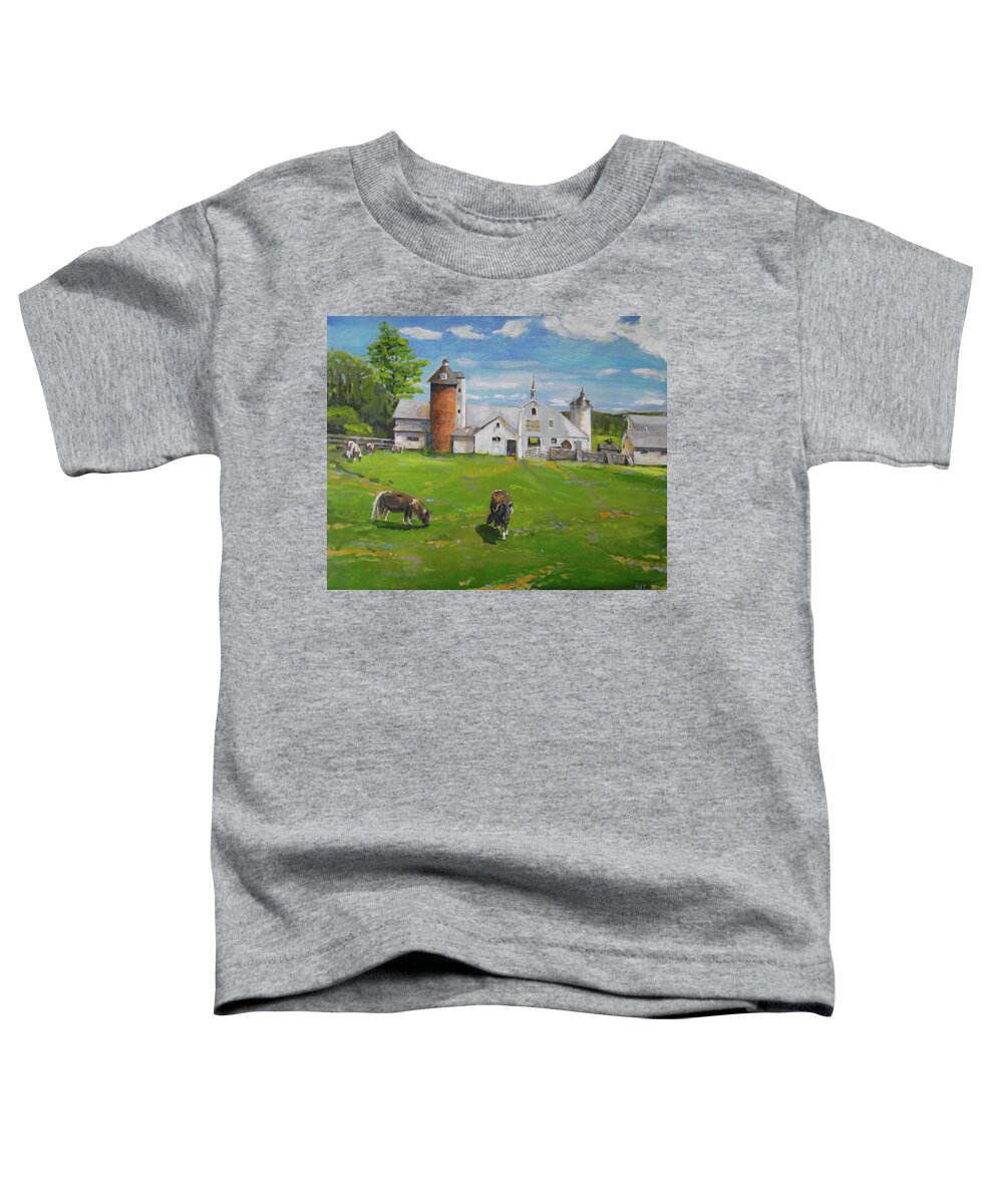 Elm Grove Toddler T-Shirt featuring the painting Elm Grove Farm by Susan Esbensen