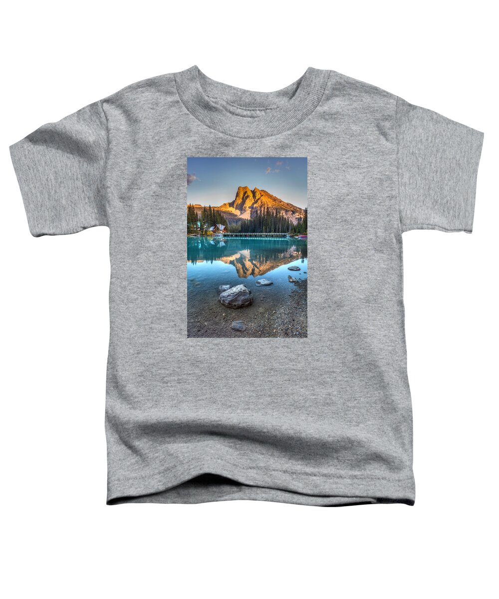 Emerald Lake Toddler T-Shirt featuring the photograph Emerald Lake Sunset by Pierre Leclerc Photography