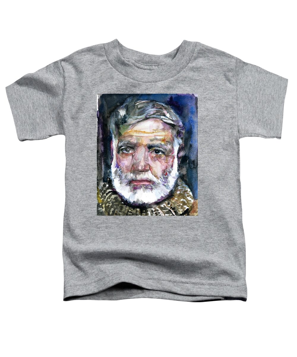 Hemingway Toddler T-Shirt featuring the painting ERNEST HEMINGWAY - watercolor portrait.12 by Fabrizio Cassetta