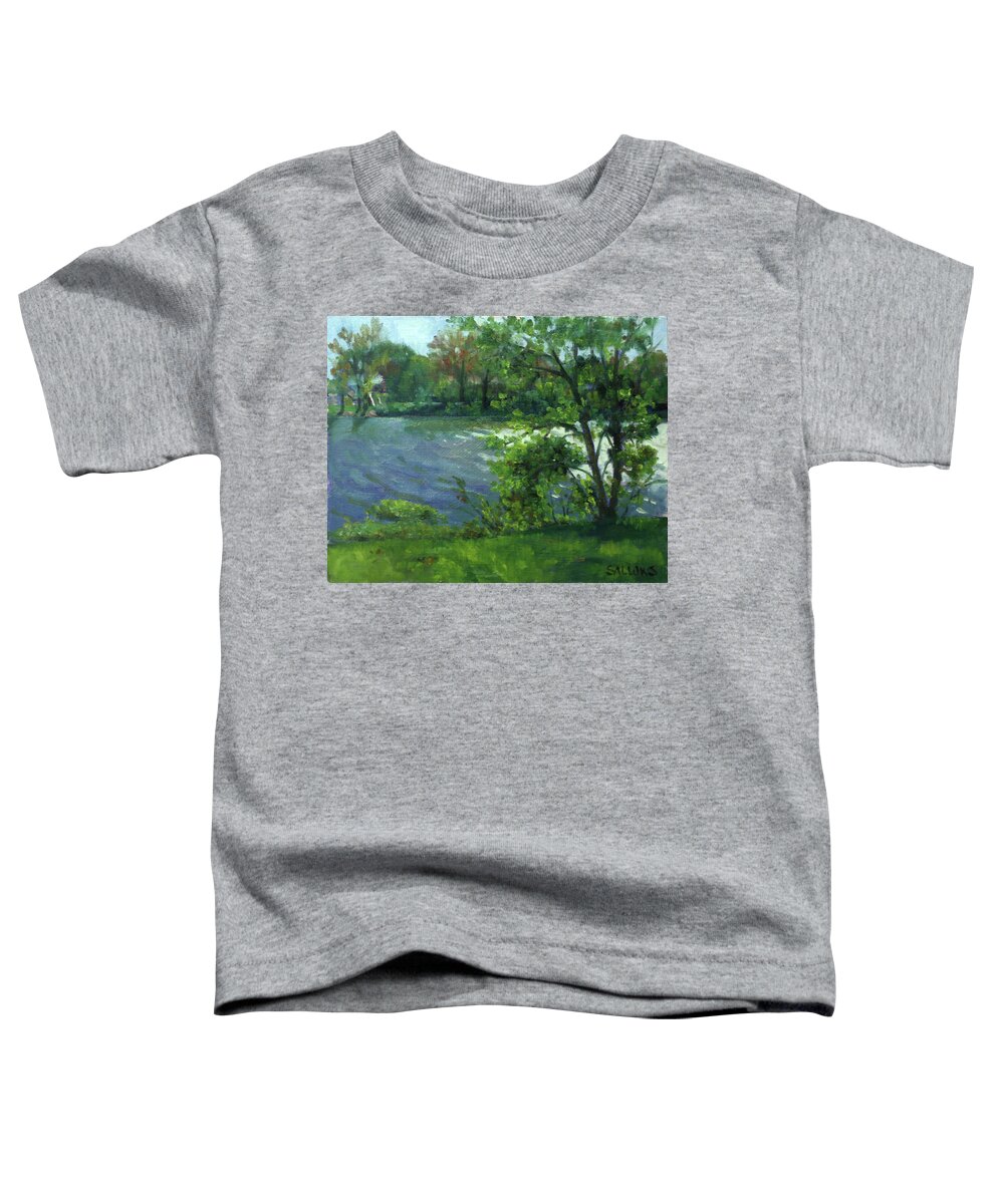 Maumee River Toddler T-Shirt featuring the painting Fall on the Maumee River by Nora Sallows