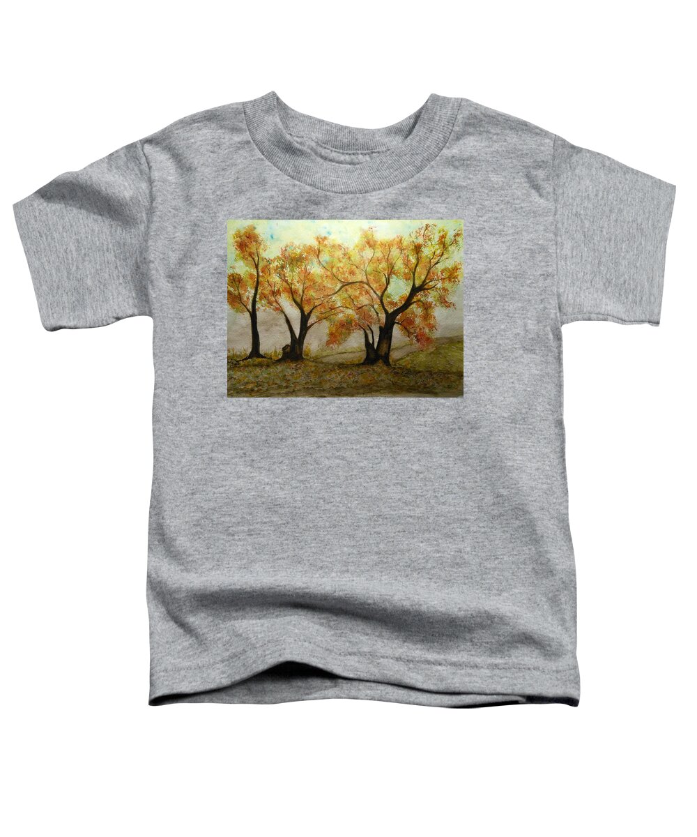 Fall Colors Toddler T-Shirt featuring the painting Fall Scene by Susan Nielsen