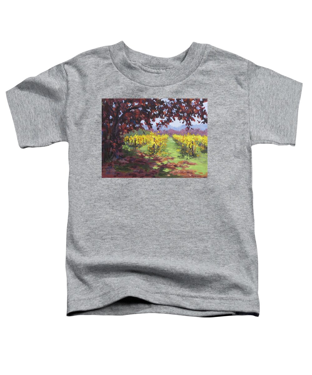 Fall Toddler T-Shirt featuring the painting Fall Vineyard by Karen Ilari