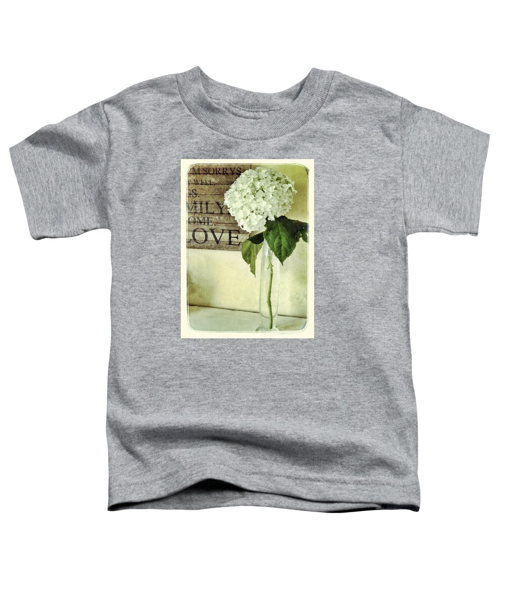 Hydrangea Toddler T-Shirt featuring the photograph Family, Home, Love by Jill Love