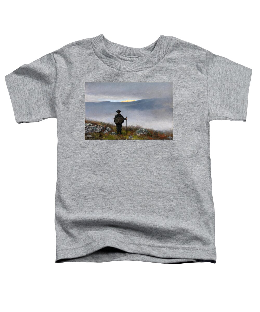 Theodor Kittelsen Toddler T-Shirt featuring the painting Far far away Soria Moria Palace shimmered like Gold by Theodor Kittelsen