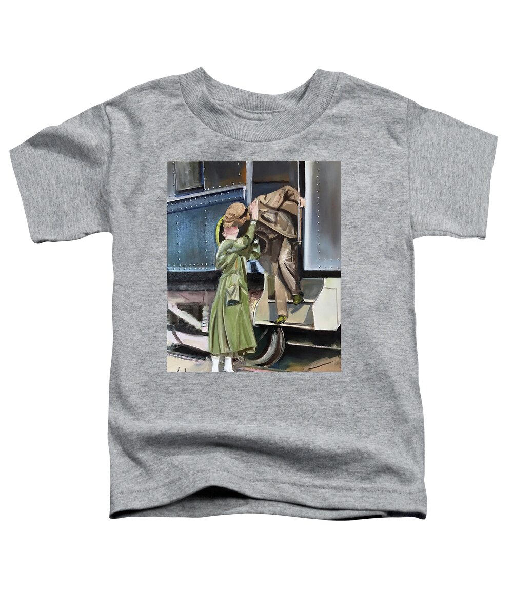 World War One Toddler T-Shirt featuring the painting Farewell Kiss by Josef Kelly