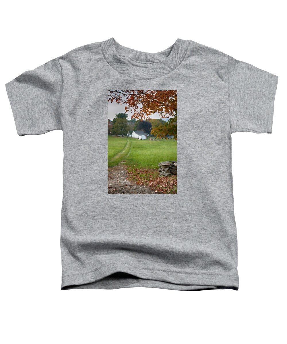 Autumn Foliage New England Toddler T-Shirt featuring the photograph Farmers path through the fall colors by Jeff Folger