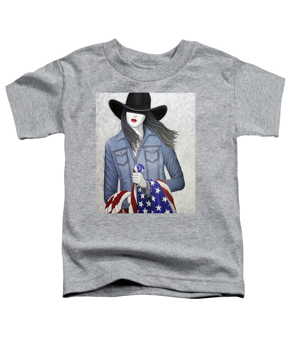 American Flag Toddler T-Shirt featuring the painting Fathers Flag by Lance Headlee