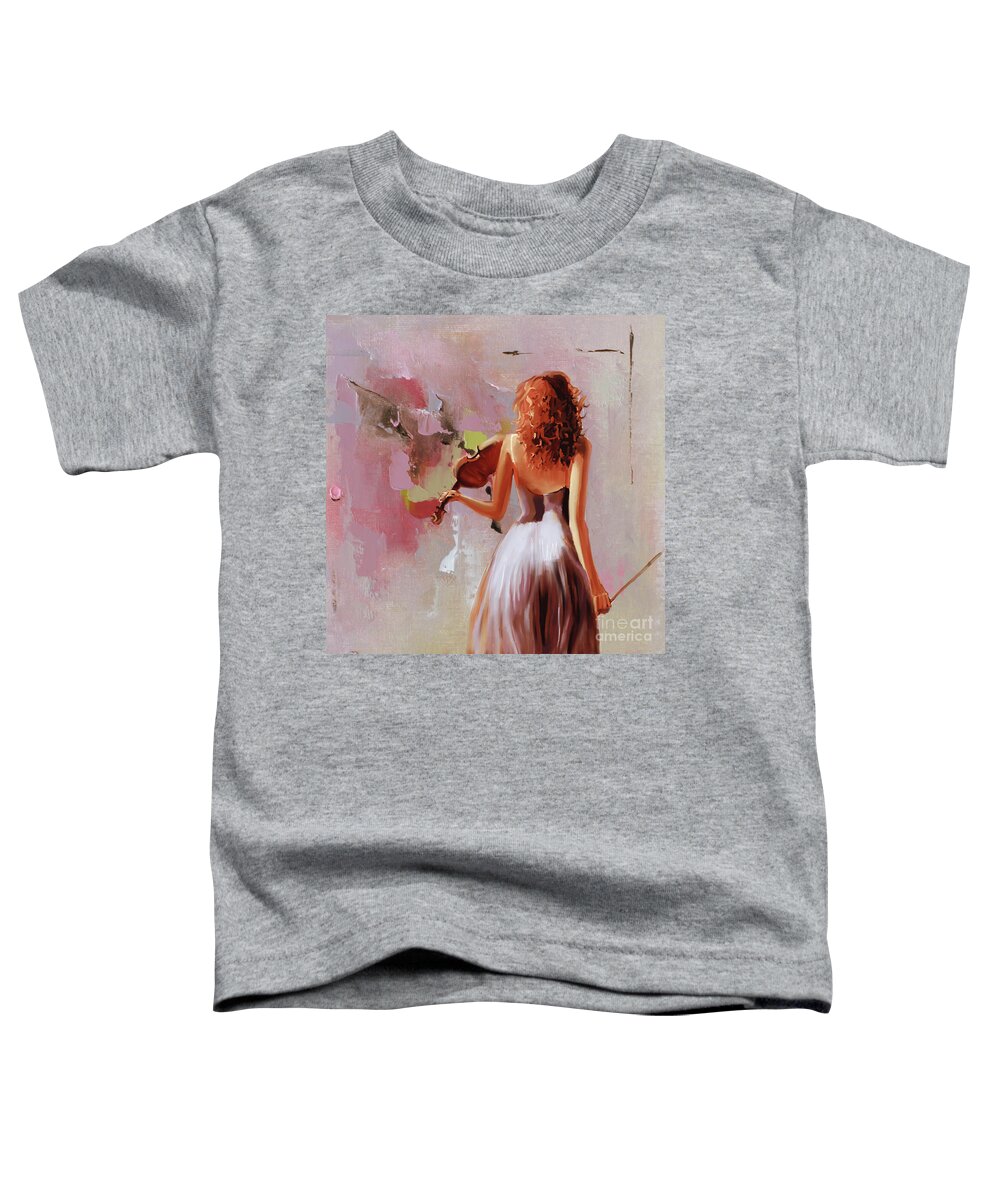 Guitar Toddler T-Shirt featuring the painting Female Violinist 45ED by Gull G