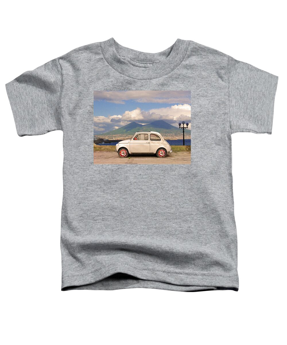 Fiat 500 Toddler T-Shirt featuring the digital art Fiat 500 Pizza by Dario ASSISI