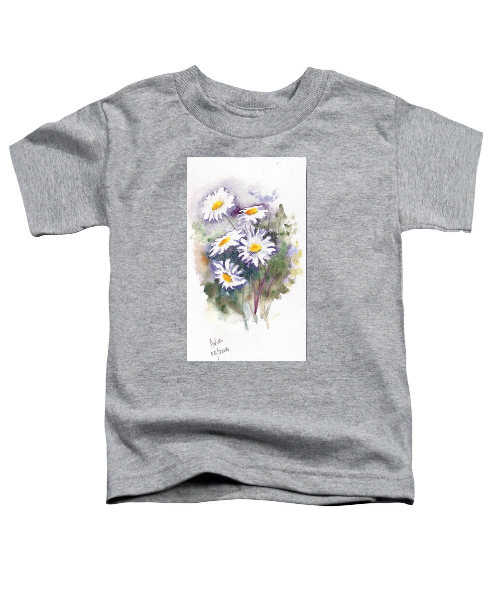 Daisies Small Toddler T-Shirt featuring the painting Five Daisies by Asha Sudhaker Shenoy