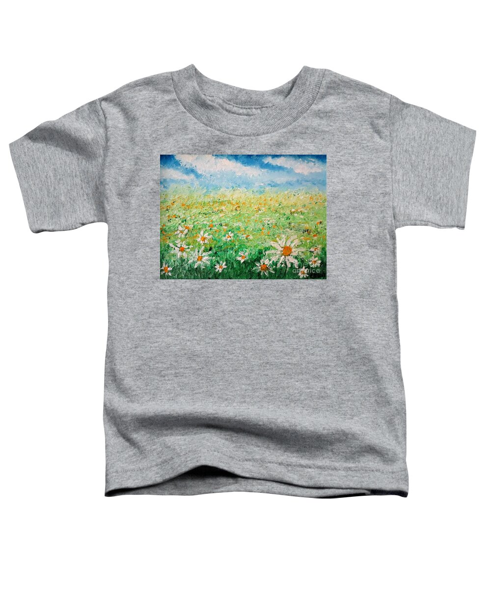 Nature Toddler T-Shirt featuring the painting Field of Daisies by C E Dill