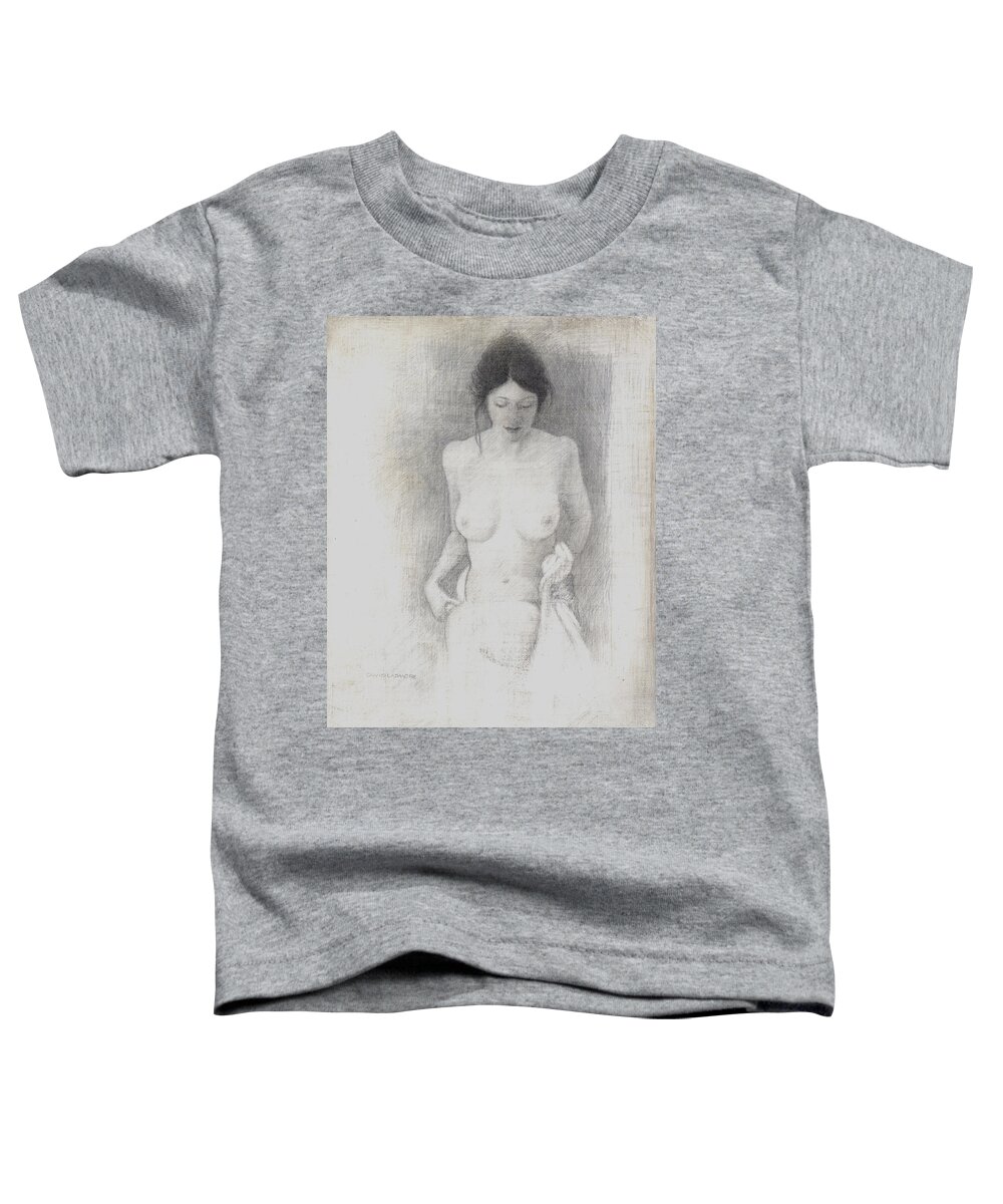 Breasts Toddler T-Shirt featuring the drawing Figure Study 6 by David Ladmore