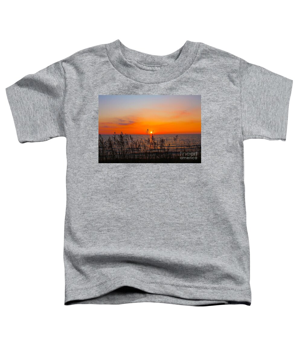Sunset Toddler T-Shirt featuring the photograph Fireball Sunset on Bluewater Beach by Nina Silver