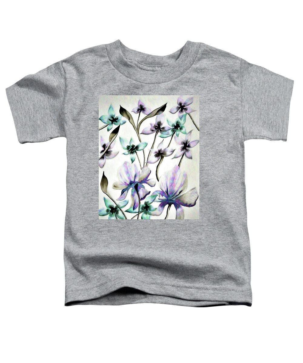 Linda Brody Toddler T-Shirt featuring the mixed media Floral Abstract Painterly by Linda Brody