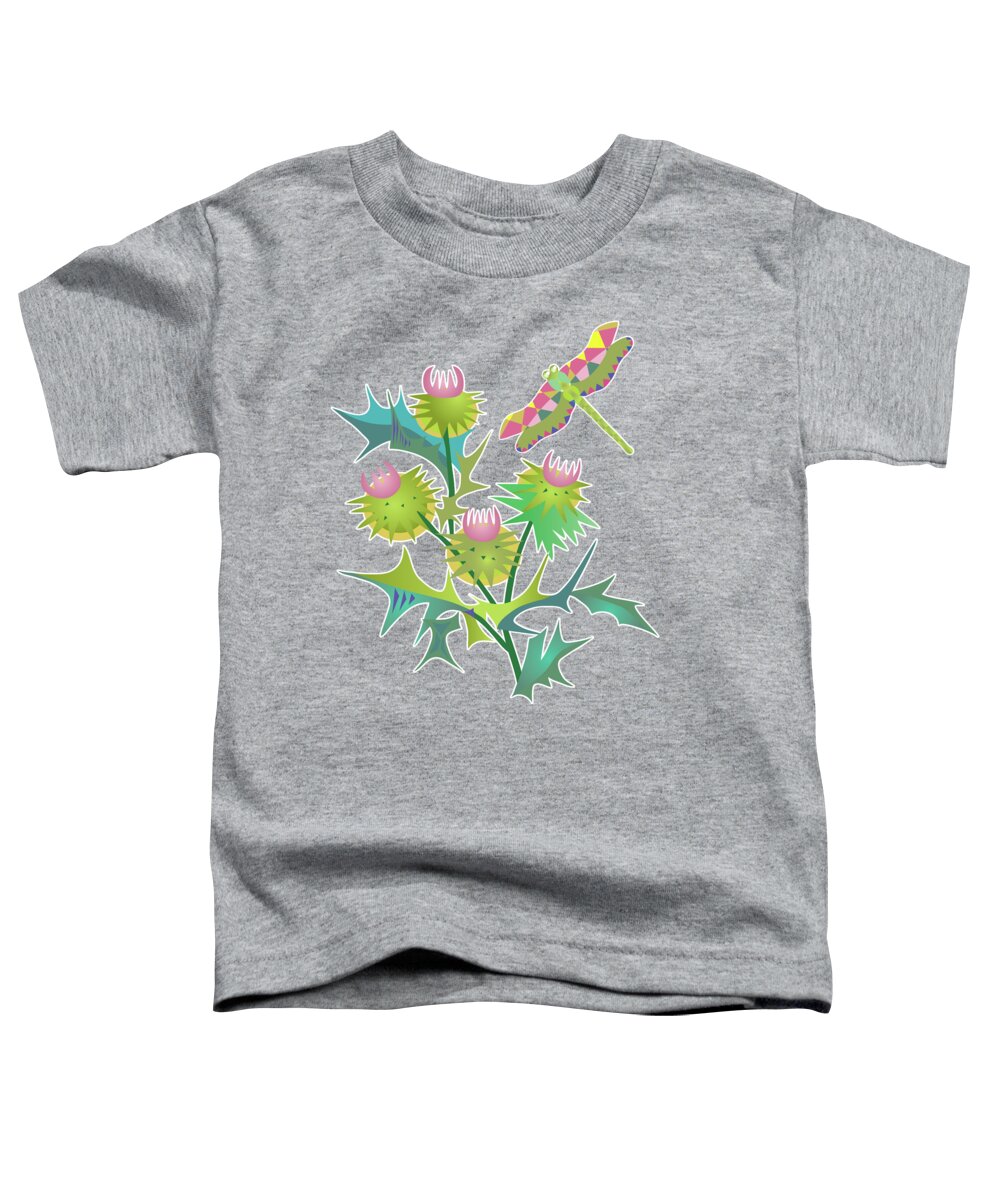 Thistle Toddler T-Shirt featuring the digital art Floral Pattern With Thistle by Ariadna De Raadt