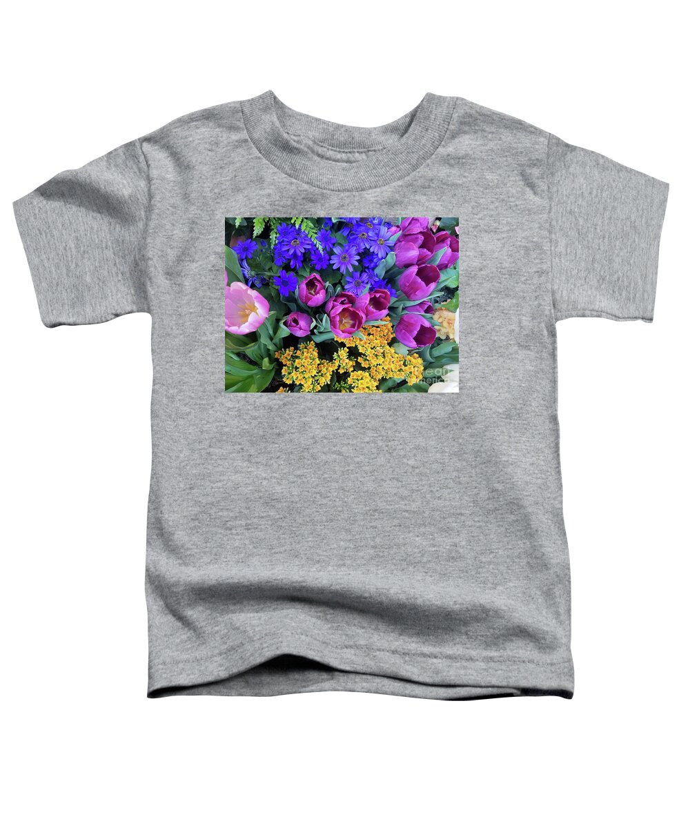 Flowers Toddler T-Shirt featuring the photograph Floral Spectacular in Blue Plum and Gold by R V James